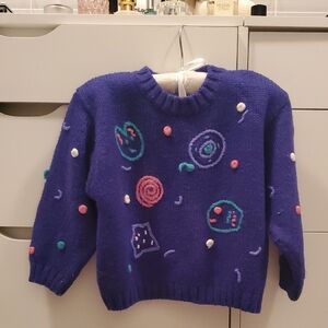 Colorful Patterned Purple Sweater